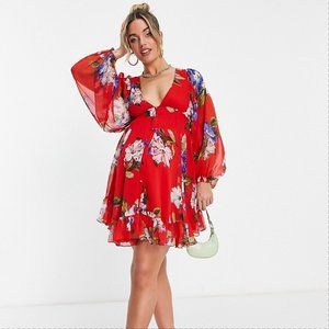 ASOS Maternity Red Floral Mini Dress